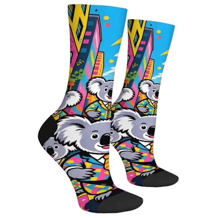 Pop Cartoon Happy Koala Chaussettes pour hommes Nouveauté
