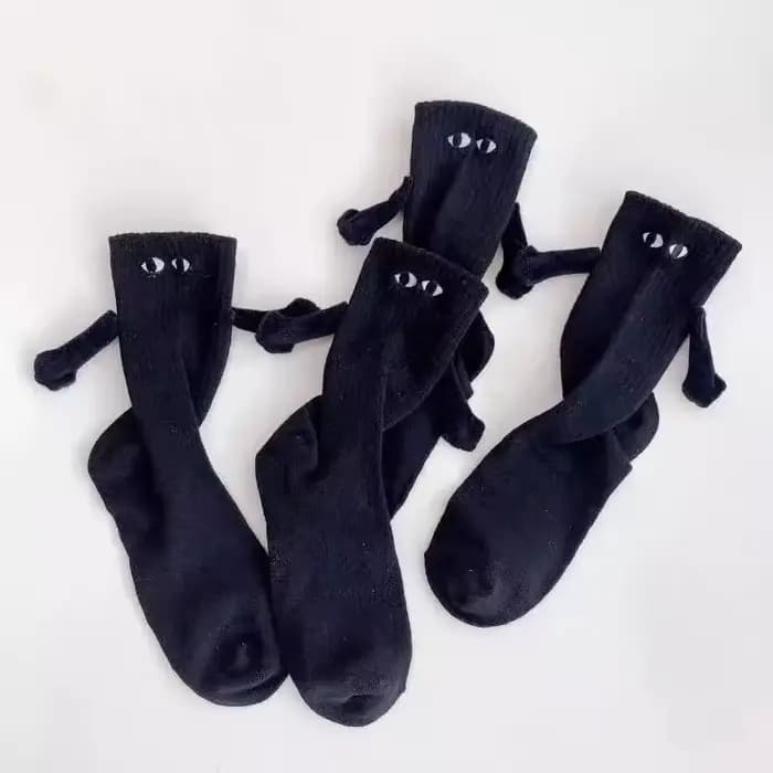 2/4/6/10 paires de chaussettes magnétiques avec mains femmes hommes mode noir blanc drôle mignon dessin animé yeux
