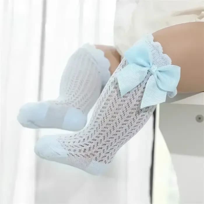 0-36M bébé fille chaussettes enfant en bas âge grand nœud coton été maille infantile genou