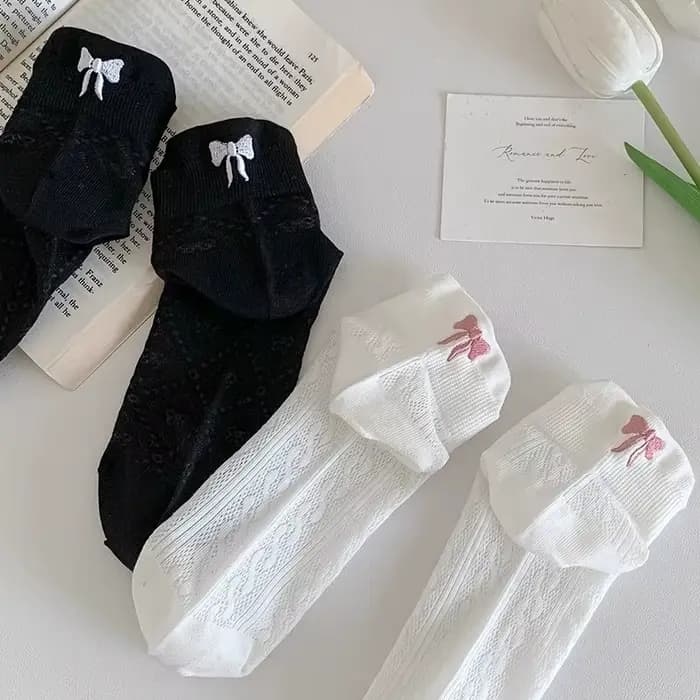 5 paires de chaussettes confortables et respirantes pour femmes, mode printemps-été, avec nœud mignon, chaussettes bateau simples, chaussettes tube simples