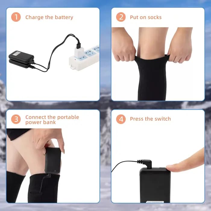 Chaussettes chauffantes électriques rechargeables USB 3 Modes de chauffage