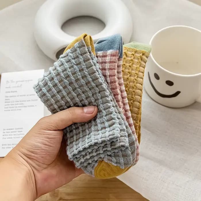 1/5 paires de chaussettes à carreaux pour femmes