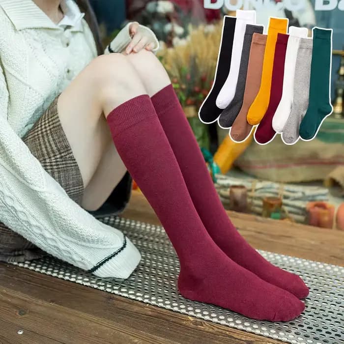 Harajuku rétro femmes coton hiver longues chaussettes hautes décontracté JK épais chaud dame cadeau Ancora rouge noir jaune gris école fille
