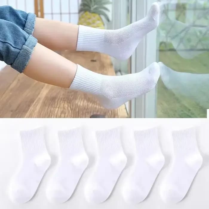 5 paires/couleur Pure doux respirant coton enfants chaussettes d'école filles garçons décontracté gris noir blanc sport