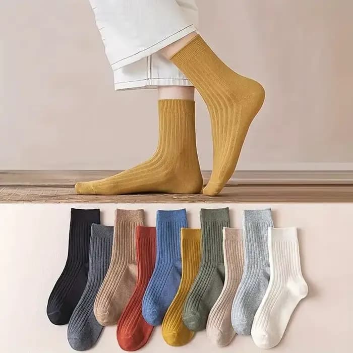 5/10 paires de chaussettes d'équipage confortables à rayures de couleurs mélangées vibrantes – Doux