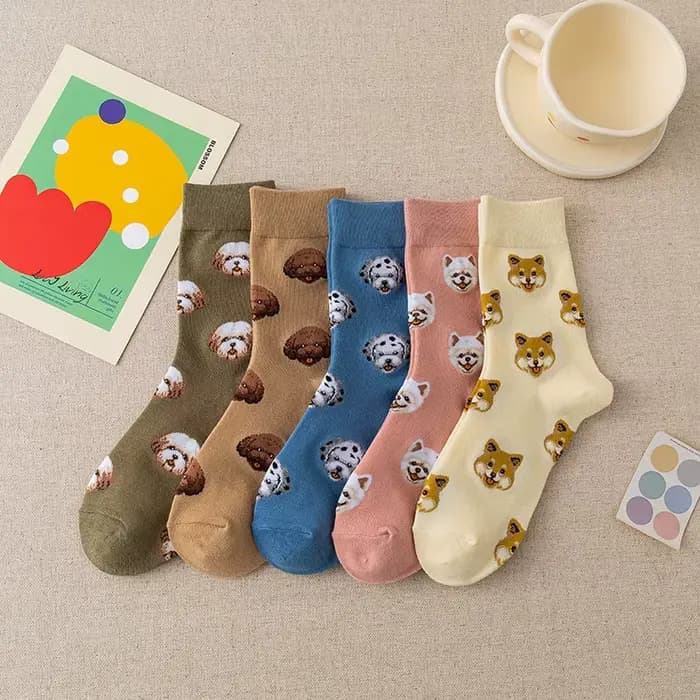 Mode femmes chaussettes mignon japonais Ins créatif femme décontracté dessin animé chiens Shiba Inu dalmatien Malzis Teddy poméranien livraison directe