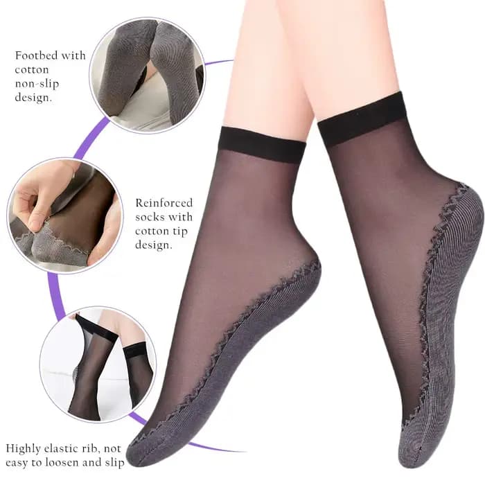 10 paires de chaussettes courtes pour femmes, chaussettes transparentes en dentelle élastique ultra-fines, respirantes, antidérapantes, en coton, pour l'été