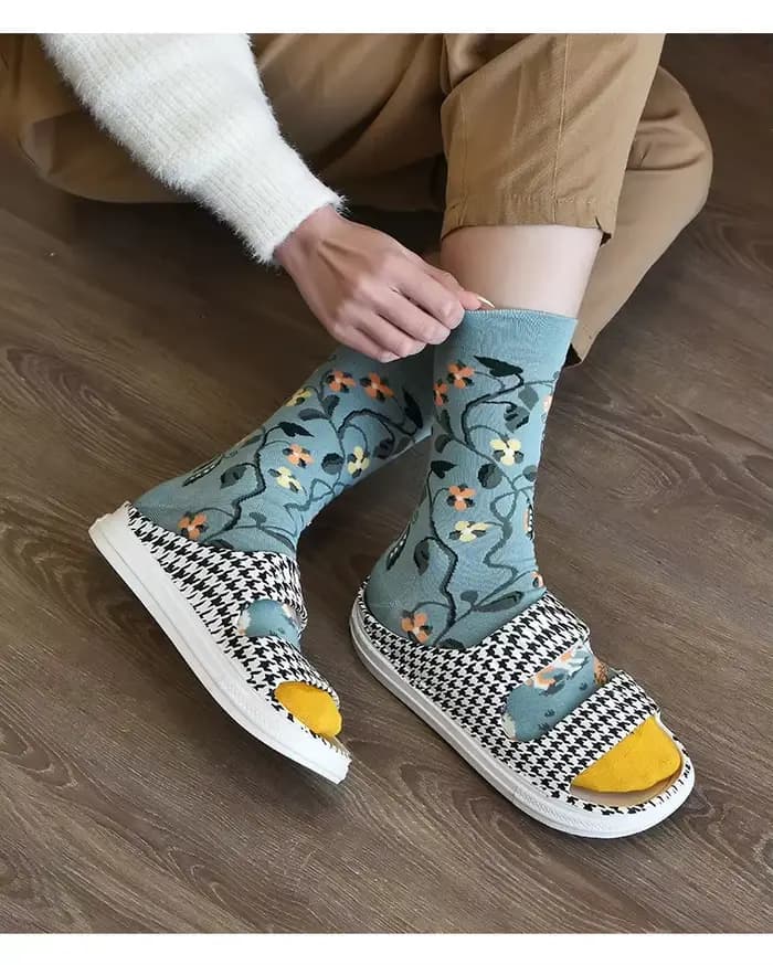 Chaussettes tendance et personnalisées pour hommes, Hip Hop, peinture à l'huile, chaussette abstraite, bouche, lettre brodée, automne, chaussettes mi-tube pour femmes
