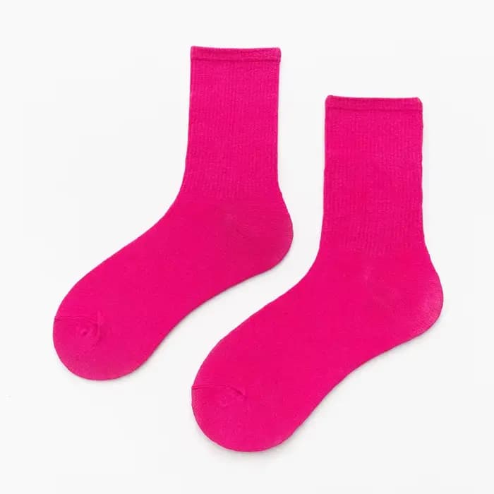 Chaussettes de sport en coton pour femmes et garçons, 31 couleurs, à la mode, pour course à pied, cyclisme, style coréen, bas à Tube moyen, amples, bonneterie