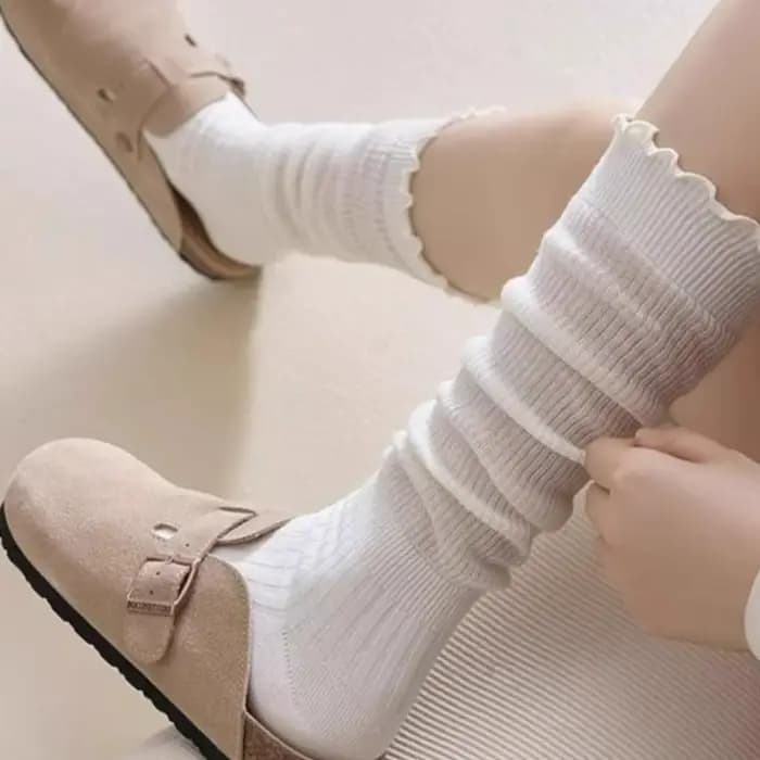 Chaussettes tricotées à volants japonais pour femmes et filles