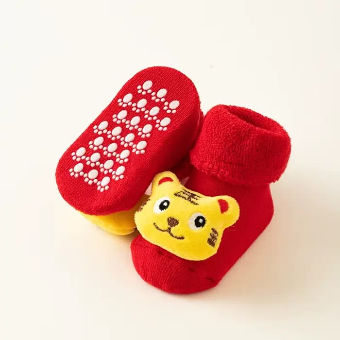 Chaussettes de noël pour enfants, chaussettes pour filles et garçons, antidérapantes, en coton imprimé, pour bébés, nouveau-nés, chaussettes courtes pour nourrissons, vêtements