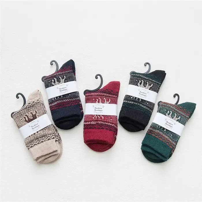 5 paires/lot nouvelles chaussettes en laine pour femmes multicolore mode automne hiver