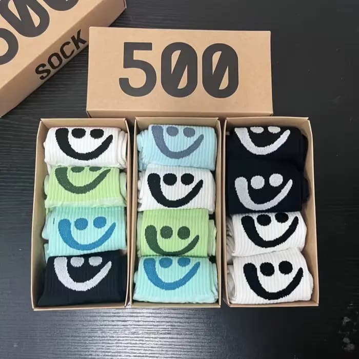 Chaussettes pour femmes visage souriant mignon Style coréen boîte-cadeau paquet printemps/été