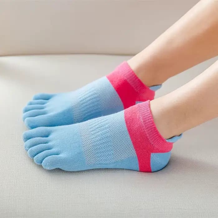 Chaussettes de sport respirantes en coton à cinq doigts pour femmes