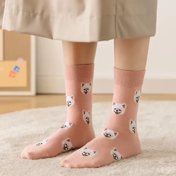 Mode femmes chaussettes mignon japonais Ins créatif femme décontracté dessin animé chiens Shiba Inu dalmatien Malzis Teddy poméranien livraison directe