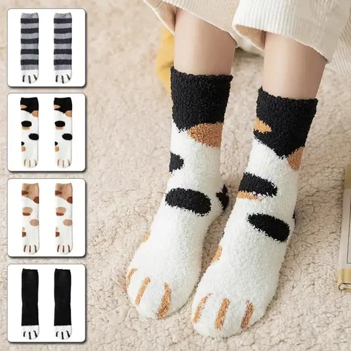 1 paire de chaussettes en coton doux pour femmes – Design de dessin animé d'animaux amusants