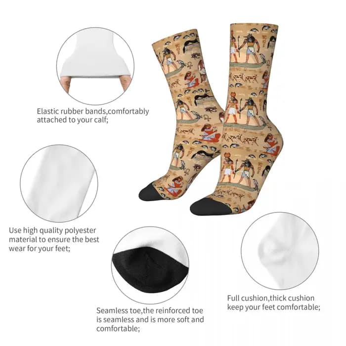 Chaussettes humoristiques pour hommes et femmes, Symdockers éma ens, Boho Tribal Graphic, Prairie Egypt Sock, Happy Male, Spring, Summer, Autumn, Winter