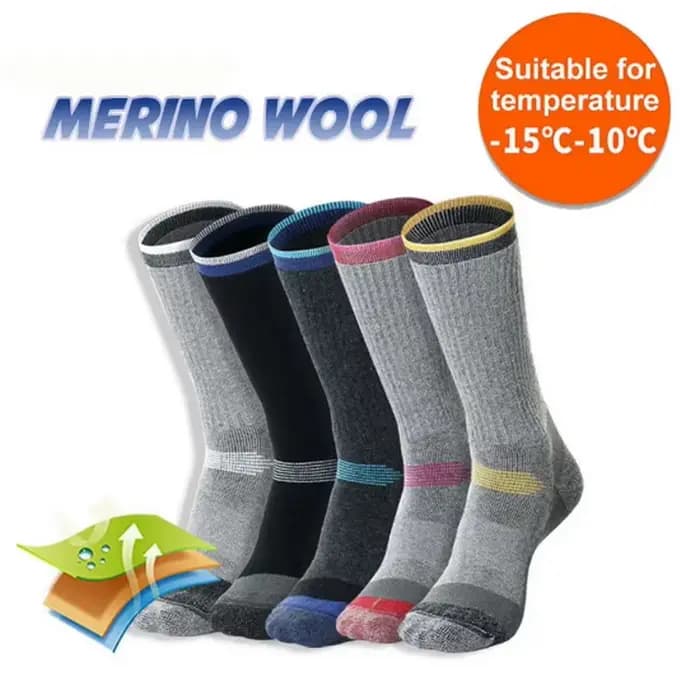 1 paire de chaussettes thermiques en laine mérinos, garde au chaud, douces, pour Ski, randonnée, Sport en plein air, Snowboard, épaisses, pour hommes et femmes, hiver