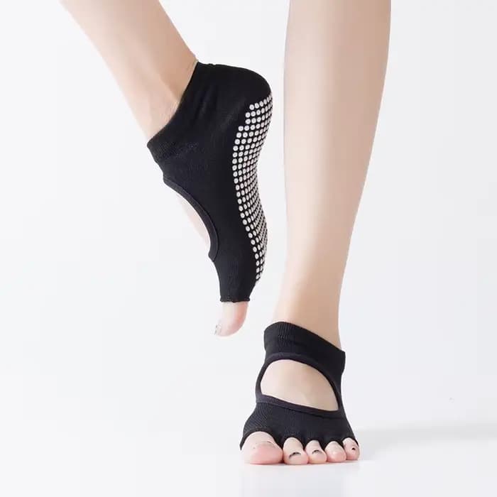 Chaussettes de Pilates dos nu à cinq orteils pour femmes