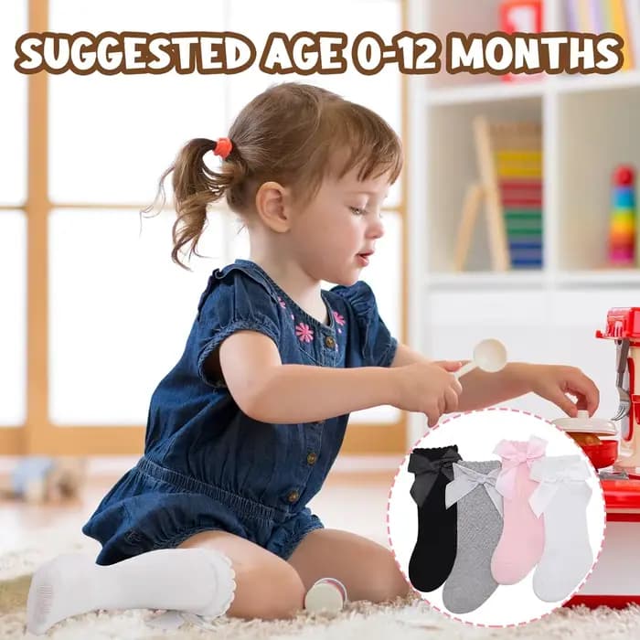 Chaussettes hautes pour bébé fille avec nœuds et volants