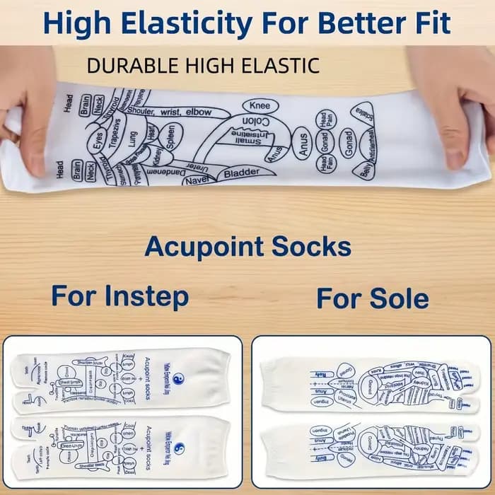 Chaussettes de réflexologie par acupression avec ensemble d'outils de massage, bâton de massage pour points de pression et points de déclenchement, outil de soin des pieds