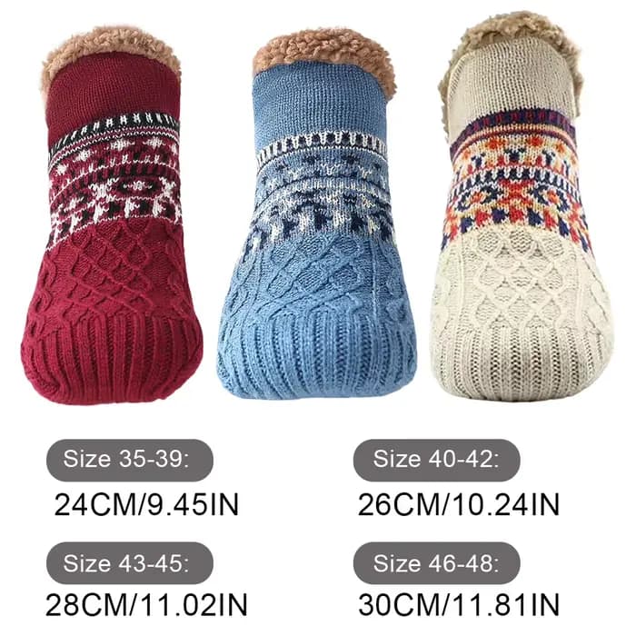 Chaussettes pantoufles d'intérieur antidérapantes pour hommes et femmes, chaussettes de couchage thermiques pour la maison, idéales pour Noël