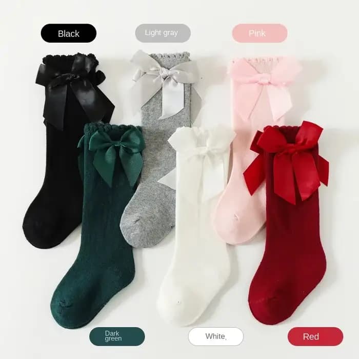 Chaussettes hautes avec nœud au genou pour bébés filles