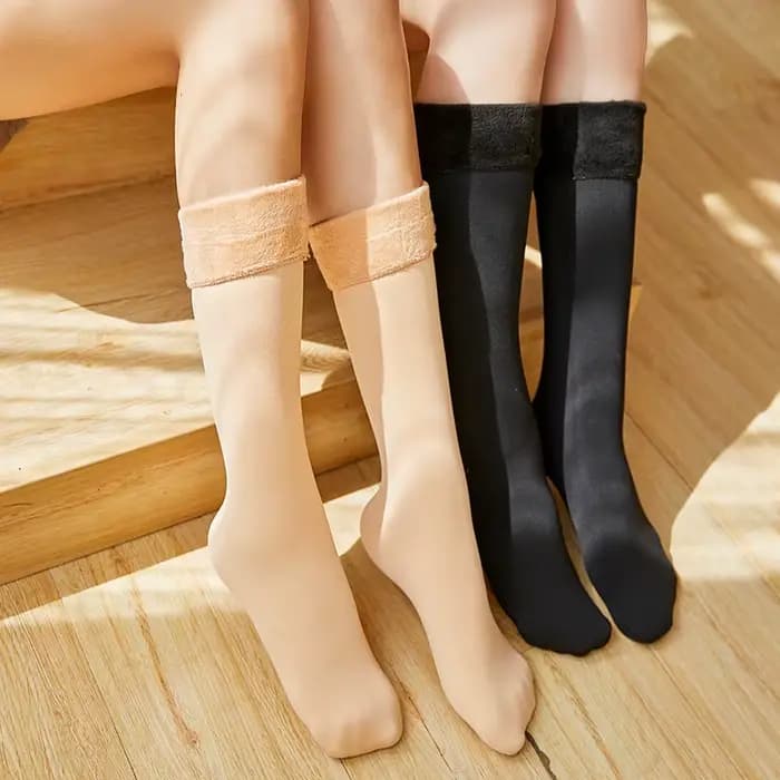 1 paires femmes hiver chaud épaissir chaussettes thermiques doux décontracté couleur unie chaussette laine cachemire