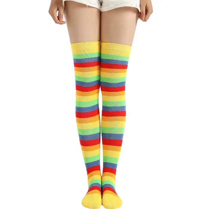 Chaussettes hautes à rayures arc-en-ciel pour femmes