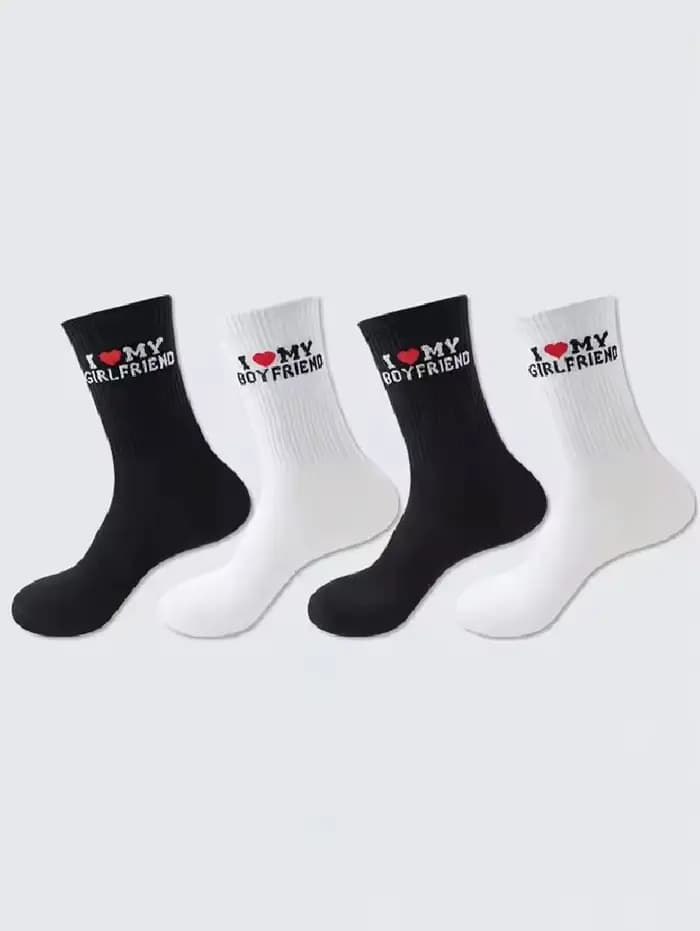 1/4 paires de chaussettes de couple pour la Saint-Valentin
