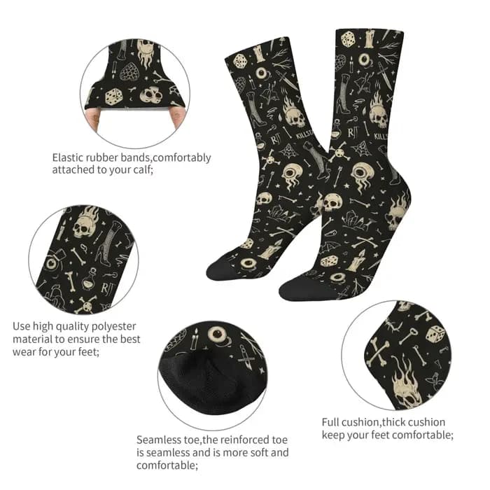 Chaussettes pour hommes avec imprimé de symboles de sorcellerie gothique rétro