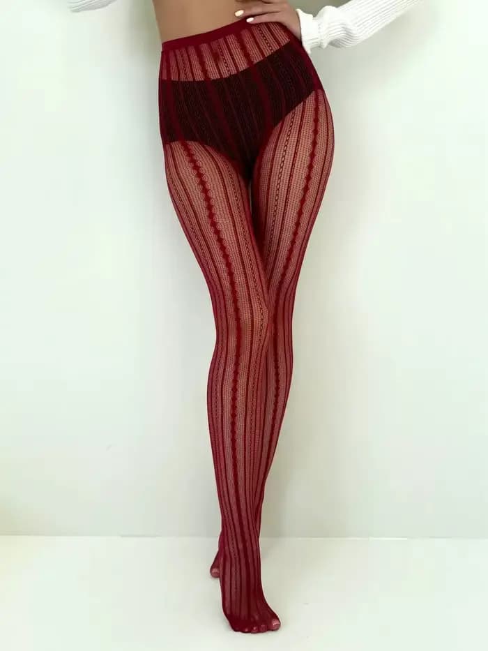 Collants résille à motifs en dentelle rayée pour femmes 2025 été