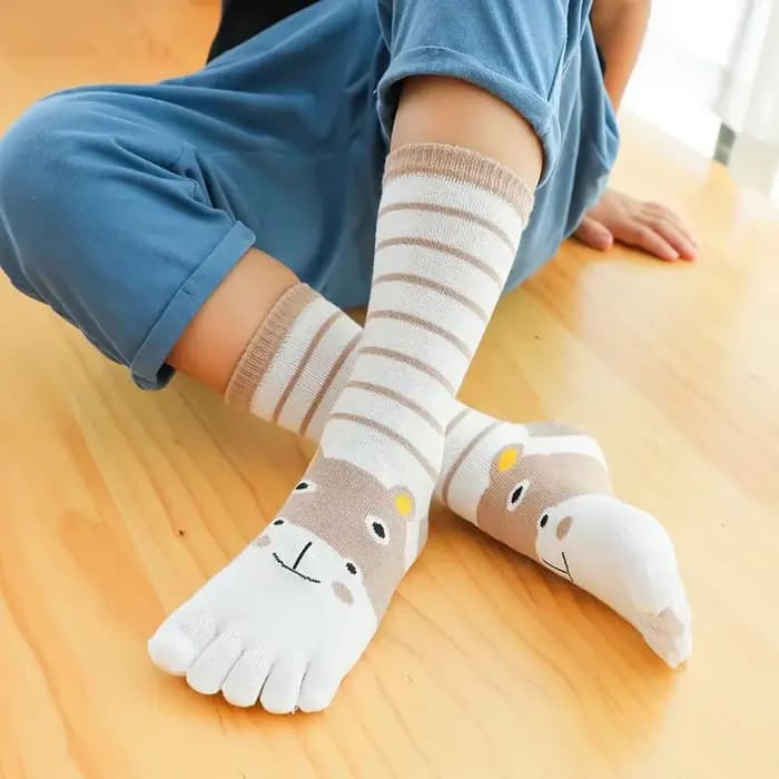 Chaussettes à orteils en coton pour enfants de 2 à 12 ans