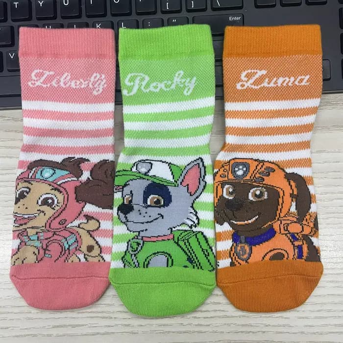 Paw Patrol – chaussettes tricotées pour bébé, 3 paires, 100% authentiques, printemps, automne, été, Skye Everest Liberty Chase Marshall Rubble Rocky Age 3-7T