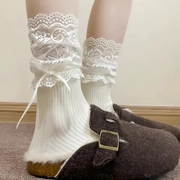 Lolita dentelle nœud chaussettes automne/hiver cuisse haute