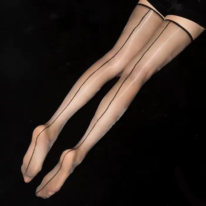 Bas longs Sexy pour femmes, bas brillants à couture arrière rétro, chaussettes hautes transparentes Ultra-fines