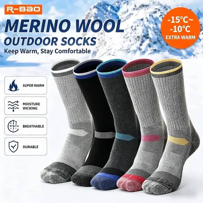1 paire de chaussettes thermiques en laine mérinos