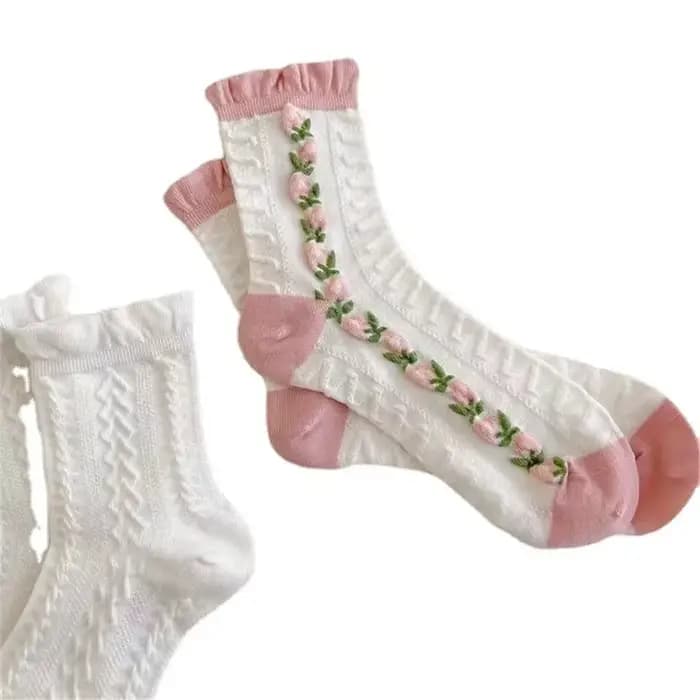 5 paires de chaussettes à motif Floral pour femmes