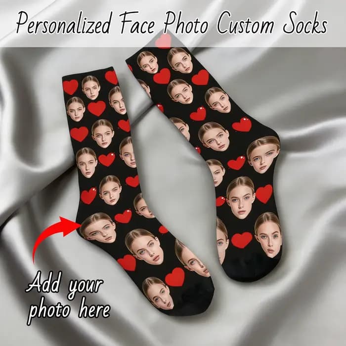 Chaussettes personnalisées avec photo du visage LOVE