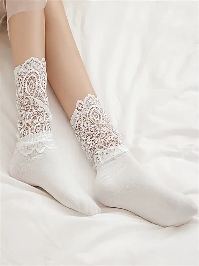 Chaussettes Sexy en dentelle florale pour femmes