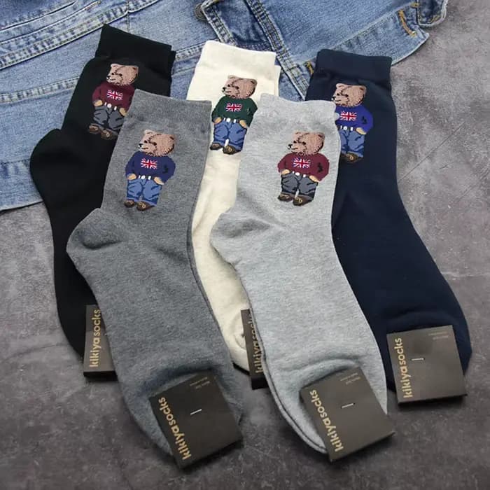 Chaussettes de dessin animé Gentleman Bear pour hommes