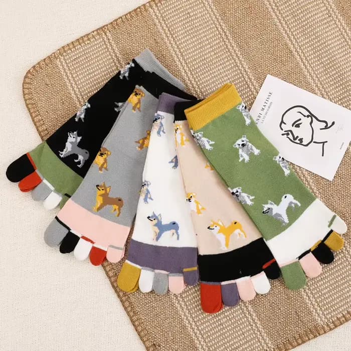 Chaussettes colorées à cinq doigts pour femmes