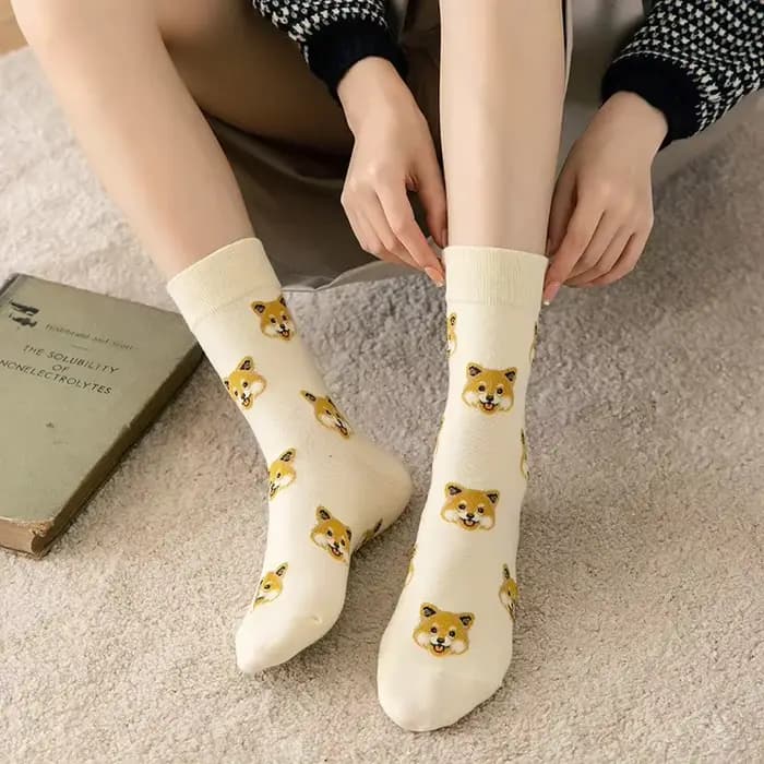 Mignon dessin animé chien moyen Tube chaussette femmes Ins créatif femme Sokken imprimé avec Shiba Inu dalmatien Malzis Teddy poméranien goutte