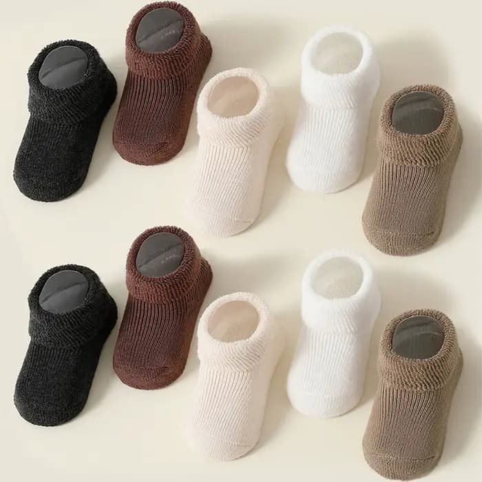 5 paire/ensemble hiver épaissir chaud bébé chaussettes couleur unie nouveau-né