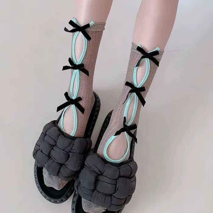 Chaussettes coréennes brillantes avec nœud pour femmes, style Kawaii JK Lolita, douces, Y2K, cool, polyvalentes, tendance, chaussettes de marque de luxe pour filles, vente en gros