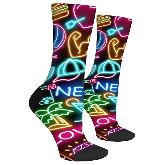 Chaussettes tendance Cyberpunk Neon Trend Crew Détail d'élément