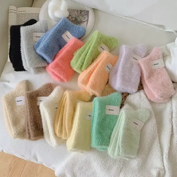 Chaussettes de genou en fourrure de vison pour femmes