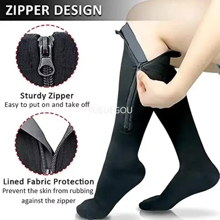 Chaussettes de compression à fermeture éclair pour femmes et hommes