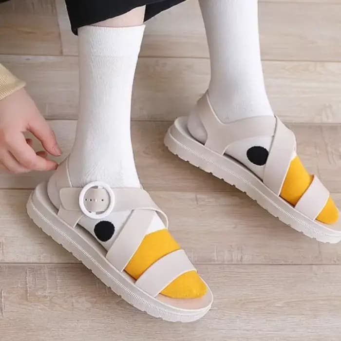1 paire de chaussettes de sport en coton amusantes et originales à motif tête d'oie