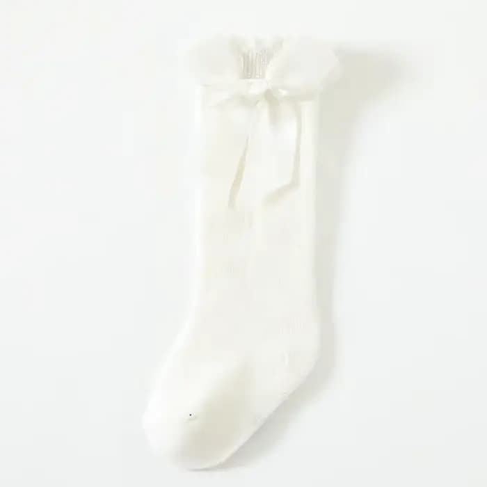 Chaussettes hautes en coton avec gros nœud pour enfants